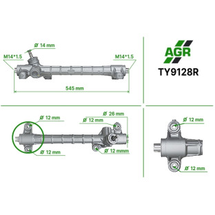 Steering rack without power steering, restored, TY9128R
