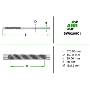 Power steering rack rod, new, BW9205C1