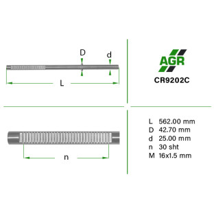 Power steering rack rod, new, CR9202C