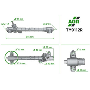 Steering rack without power steering, restored, TY9112R