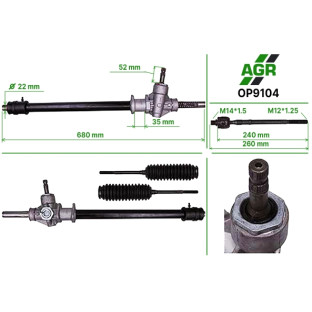 Steering rack without power steering, new, OP9104