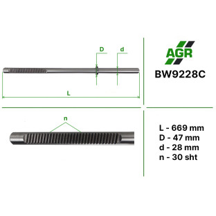 Power steering rack rod, new, BW9228C