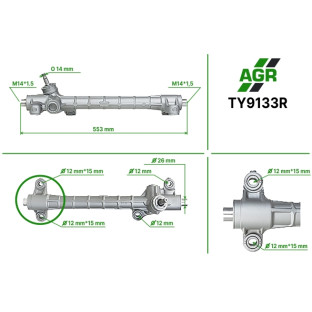 Steering rack without power steering, restored, TY9133R